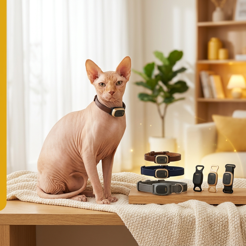Collares con soporte rastreador para gatos Sphynx – S, M y L
