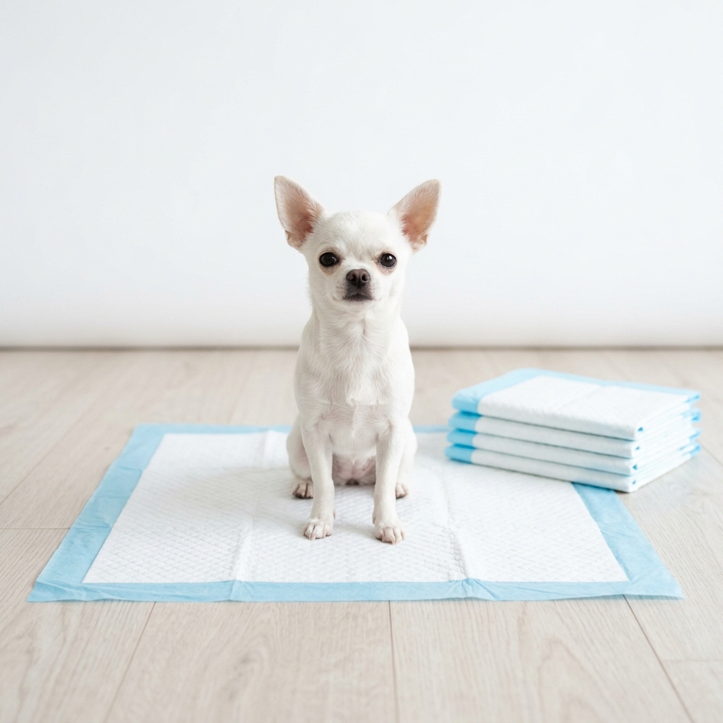 Pañal de piso para perros – perro pequeño sobre pañal